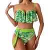 2024 o mais novo Biquíni Sexy Conjunto de Dopamina Fly Edge Nylon Bikini Terne Summer Summer Swimming Swimming Plant Print Swimsuits Resado de banho com almofadas de peito