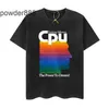 24ss High Street Trendy Top Cpu Brain Colorful Print Used Wash Hip Hop Short Sleeve T-shirt