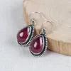 Boucles d'oreilles en peluche fnj coeur rose corundum 925 argent original pure s925 boucle d'oreille sterling pour femmes bijoux