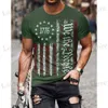 Herrt-tröjor Vintage American Flag T-shirts för mens korta Slve Tops 3D Independence Day Graphic Clothing Summer Strt Mens Shirt TS T240419