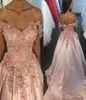 Abiti da ballo rosa blush off -spalla in pizzo top 3d applique abito da sera in rilievo abito da ballo formale abito Quinceanera Dress2941389