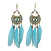 Andra Bohemian White Semicircle Long Feather Tassel Ladies Earrings Women Summer Indian Jewelry Natural Wood Pärlor Dingle Earrings 240419