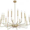 Lustres Qamra Modern Farmhouse Gold Chandelier For Dining Room Rustic Candle Lightture Rustic Light