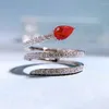 Pierścienie klastrowe Springlady 925 Srebrne srebrne 4 6 mm gruszki rubinowe diamenty z wysokim węglowym węglowym Diamenty Piękne biżuterię Pierścień serpentynowy dla kobiet