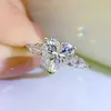 Anelli di nozze vere originale 925 sterling argento anello di moissanite diamante simile per donna forma di compleanno 8x8mm elegante aaa zirconia 240419