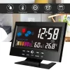 Relógios Tela LCD Digital Backlight Snooze Alarm Clock prevê previsão da estação de temperatura Data de umidade Display Relógio Decoração de casa 231220