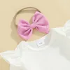 Kledingsets baby Babymeisjes Easter -outfit Romper en corduroy -jurk met lange mouwen schattige hoofdband 3 pc's voorjaar herfstkleding