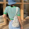 Bolsa de praia de verão para feminino malha de malha de malha de malha de ombro reticulado viagens hollow shopper bolsa de moda feminina