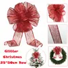 Decoratieve bloemen Large Glitter Christmas Bow Red Bouquet Handcraft Decorations Decoratiebenodigdheden Drop Noel Noel