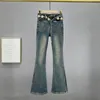 Kadınlar Kot Plus denim çan-tabanlı pantolon kadın 2024 Sonbahar Elastik Yüksek Bel İnce Alevlenmiş Uzunlaştırılmış Pantolon