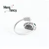 Cluster Rings S925 Silver Natural A-goods Jadeite Leaves Jade Adjustable Ring Exquisite Elegant Sexy Young Girls Fashion Luxury Jewelry