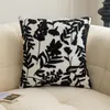 Pillow Elegant Embroidered Flower Branches Throw Cover Black White Green Pillowcase With Delicate Stitches Classic French Style