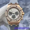 Functionele AP pols horloge Epic Royal Oak Series 26231or dames 18k rose goud origineel diamant panda gezicht 37 mm automatisch mechanisch horloge