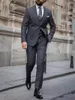 Herenpakken nieuwste jas pant ontwerpen donkergrijs smart zakelijk pak formeel bruiloft voor mannen klassieke blazer aangepaste slanke skinny 3Pieces