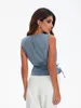 Kvinnors västar Kvinnors mode Waistcoat Solid Color Sleeveless V-Neck Tie-up Vest Slim Fit Button Tank Top Office Lady Lady