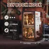 3D -pussel Sötbebe -träbok Nook hyllin Insert Kit Miniature Building Kits Magic Night Alley Bookhelf med Dust Cover Bookends Gifts 240419