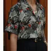 Bluzki damskie 2024 Japońskie wzór malarstwa koszule dla mężczyzn luźne guziki letnia bluzka Y2K Hip Hop Button Up koszula