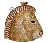 Sacs Animal Horse Head Embrayage Sac de soirée Crystal Femmes Sacs d'embrayage Sacs de fête Gol