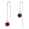 Pendientes colgantes joyas de mujeres rojo Cz Circón Drop Color de plata