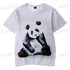 T-shirts voor heren Nieuwe Hot Fashion Summer 3D Panda Print T-shirt voor heren en dames schattige ronde nek korte slev Childrens all-match strt tops t240419