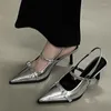 Chaussures habillées talons minces sandales de boucle à une ligne solide pour femmes 2024 Fashion Summer dames caoutchouc baotou pu femmes