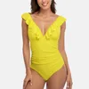 Les maillots de bain féminins Charmleaks Rouffle One Piece Swimsuits pour femmes Viens de baignade de jambe haute couture en V solide