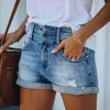 Jeans dames designer shorts dames broek korte zak rechte shorts gewone middenhoge distrers zippervlieg spandex katoen solid s xxl d