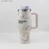 Mokken 40oz Tumblers Cup met handvat Geïsoleerde roestvrijstalen tuimelaar deksels Straw Car Travel Mugs Coffee Tumbler Termos 40 oz kopjes klaar om water flessenq240419 te verzenden