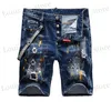 Shorts pour hommes Clôture de bouton d'été Ripped Mens Jeans Shorts Ligne droite Pantalon d'été peint à la main