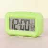 Plastic Mute Alarm Clock LED Smart Temperature Photosensitive Bedside Digital Alarm Clocks Snooze Nightlight Calendar Desk Table Clock