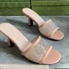Eleganti pantofole di tallone ad alto tacco da donna in maglia sandali decorativi cavi sandali di lusso pantofole nuove vera pelle da 7 cm tacchi spessi