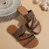 Hausschuhe Leopard Flats Frauen Strand schmecken Sommersandalen 2024 Kleider Mode Flip Flops Gehen im Freien Mujer Zapatos Objektträger