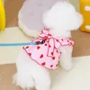 Vêtements pour chiens robe de fraise d'été vêtements pour animaux de compagnie respirants pour petits chiens moyens chats en V-collier bowknot jupe Bichon Chihuahua Vêtements