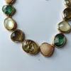 Akryl Abalone Shell Paper Suqare Curved Geometric Pendant Necklace Gold Color Link Chain Charm tröja Body Brand Jewelry