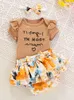 2024 Baby Summer Clothing Set Embroidered Letter Flying Sleeve Sweetheart Rose PP Bottom Short Skirt 3-piece Baby Dress Set