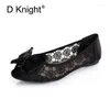 Casual Shoes Fashion Bow Round Toe Slip-On Women spetsar Flattor Bekväma damer Flat Women's Ballerinas storlek 35-40