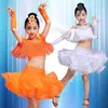 STEGN WEAR DIFICAÇÃO Infantil da dança Latina Latin Professional Girl Split Fluffy Skirt Competition Grade Exam Performance