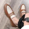 Casual Shoes Men's Classic Retro British Style Loafers Mens Business Leather Men Fashion Patchwork Thick Sole Outdoor Flats