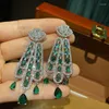 Dangle Earrings High Quality Zircon Bridal Green Cubic Zirconia Wedding Earring For Brides Accessories Women Birthday Gifts Jewelry