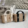 Woody Travel Raffias Clutch Straw Beach Bag Luxury Tote Weave Designer Stopper Basket