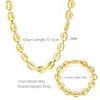 Pendant Necklaces Coffee Bean Chain Necklace Bracelet for Men Women Gold Plated Stainless Steel Jewelry Charm Choker Fashion Gifts Accessories 240419