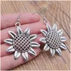 Charm Vintage Musical Schmuck Sonnenblumen Blätter Blitzgeigen Feder Anhänger geformte Dangle Drop -Ohrringe für Mädchen Frauen Geschenk del dh0zd