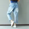 Dames jeans los slanke patch persoonlijkheid katoen vrouwen groot formaat gat casual modetrend patchwork verkopen negen punten broek