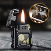 New Punk Style Gear Linkage Kerosene Lighter Retro Creative Double Cotton Core High Ignition Rate Lighter Men's Gift