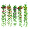 Dekorativa blommor Silk Artificial With Leaves Wall Hanging Vines Fake Flower Rose Vine Rattan For Home Balkony Fence Wedding Decor