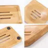 Natural Dishes Wooden Simple Bamboo Dish Soap Holder Rack Plate Tray Round Square Case Container C0513 es