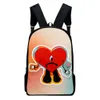 Mode mignon garçons filles décontractées scolaire de voyage de voyage de dossier de dos pack de sacs à école d'études Bad Bunny Heart Sac à dos