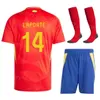 ユーロカップ24-25サッカー19ラミンヤマルジャージナショナルチーム14 Aymeric Laporte 7 Alvaro Morata 21 Mikel Oyarzabal 10 Dani Olmo Football Shirt Kits Mens Child Xibanya