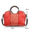 Tasche Form echtes Leder Vintage Präge Frauen Handtasche 2024 Freizeit Blumenhöre Reißverschluss Totes Schulter -Cross -Body -Taschen