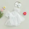 ma baby 024M born Infant Baby Girls Romper Ruffle Tulle Puff Sleeve Jumpsuit Headband Princess Outfits Toddler Clothes D06 240416